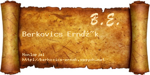 Berkovics Ernák névjegykártya